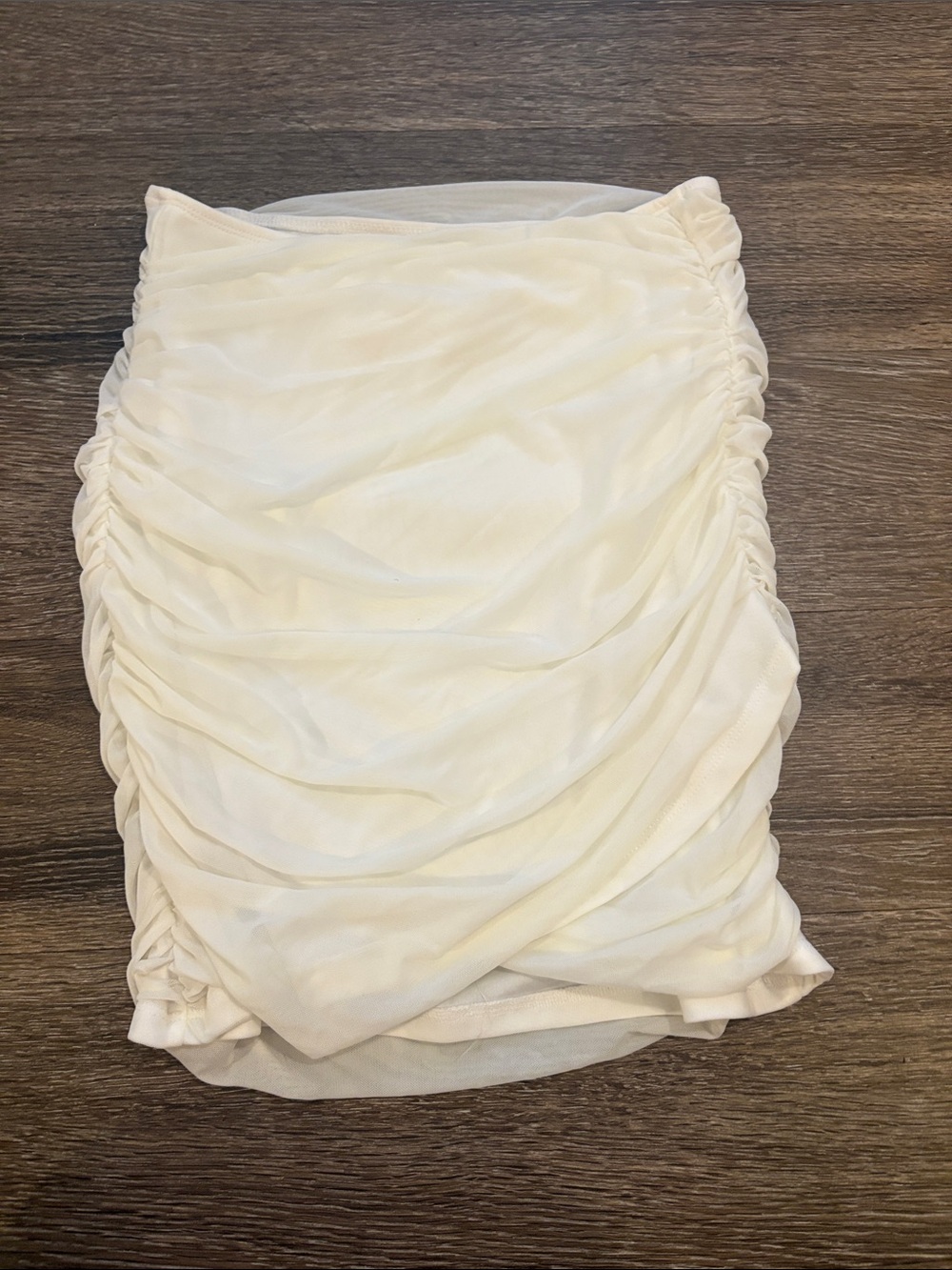 SHEIN Cream Ruched Layered Mini Skirt
